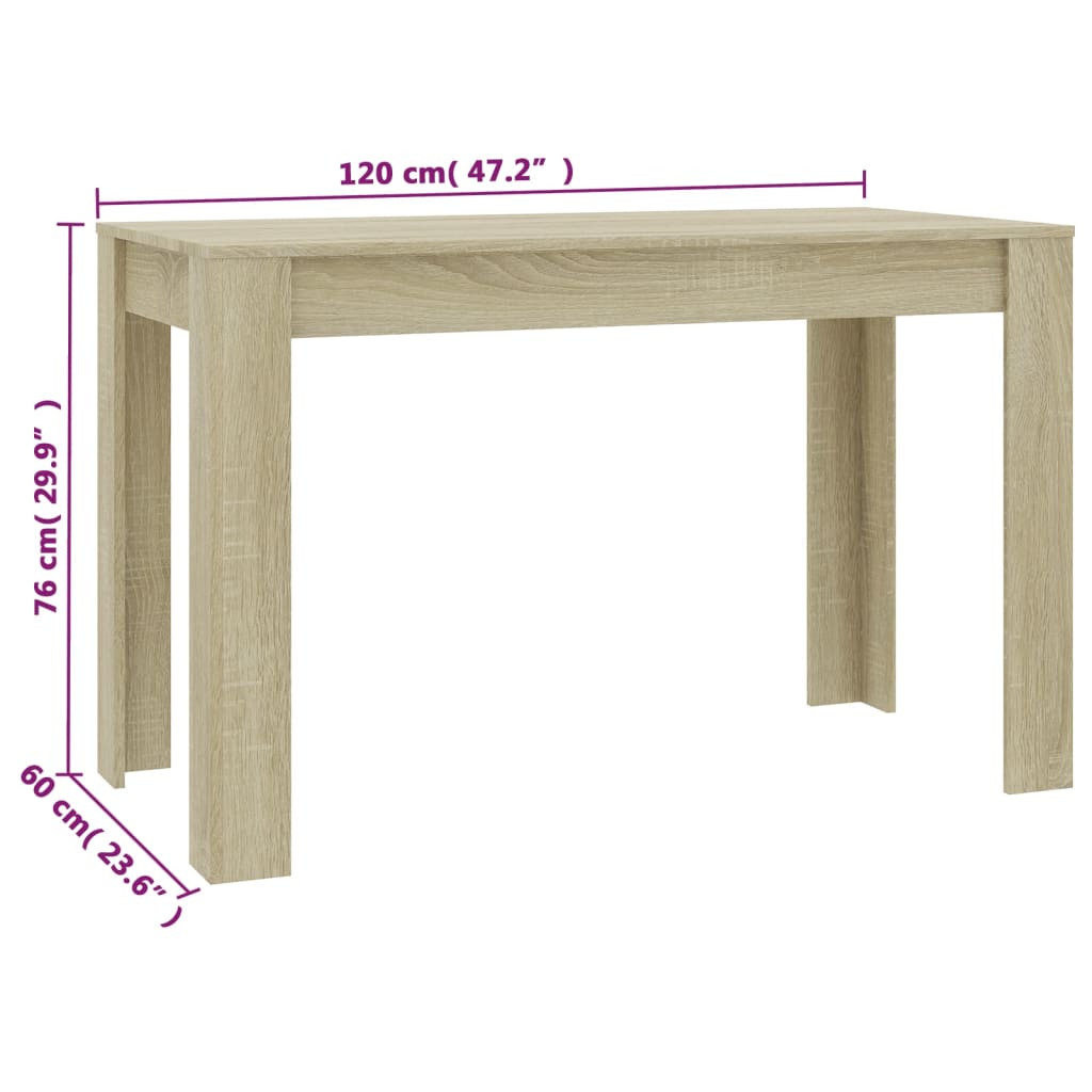 Eettafel 120x60x76 cm bewerkt hout