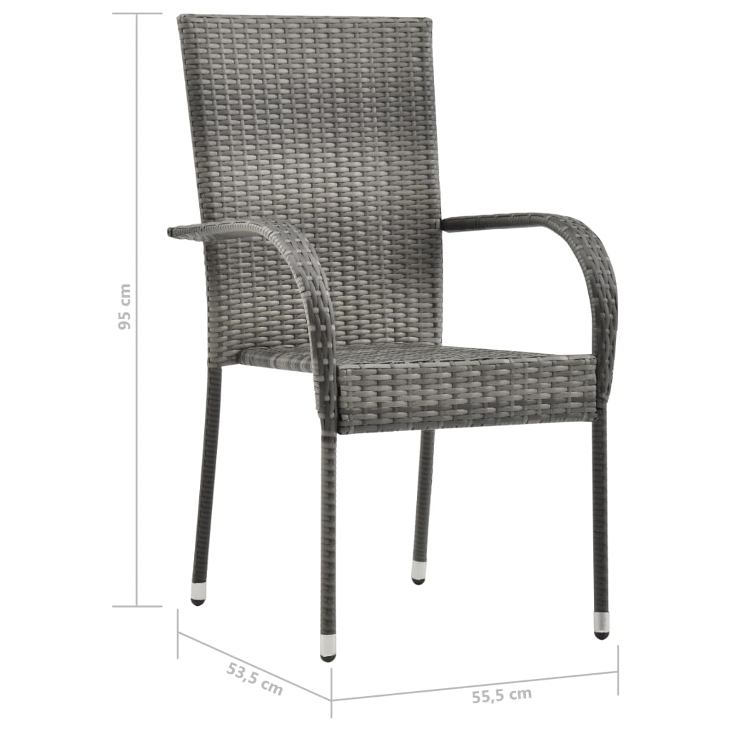 Tuinstoelen stapelbaar 6 st poly rattan