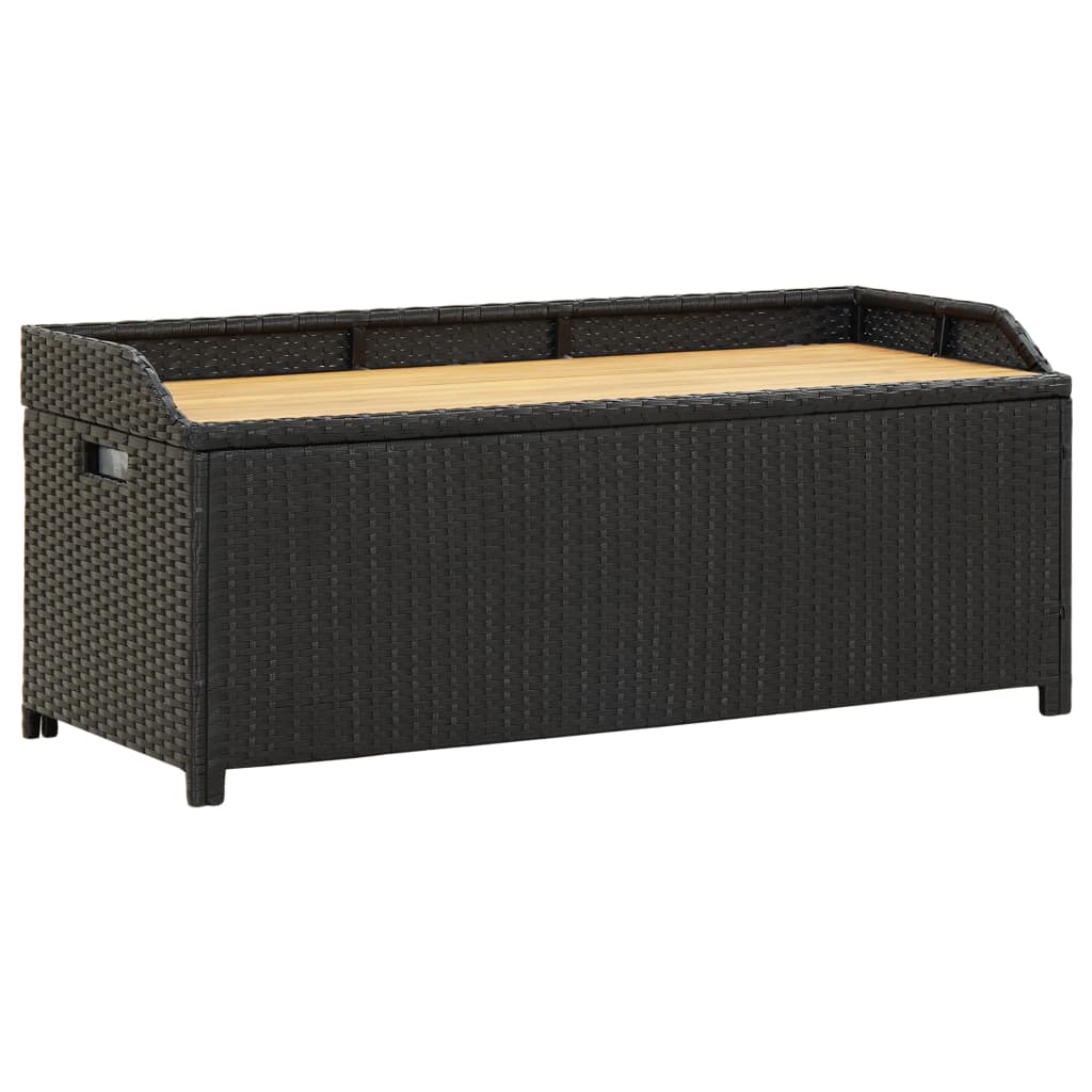 Banc de rangement 100x50x52 cm polyrotin et bois d'acacia