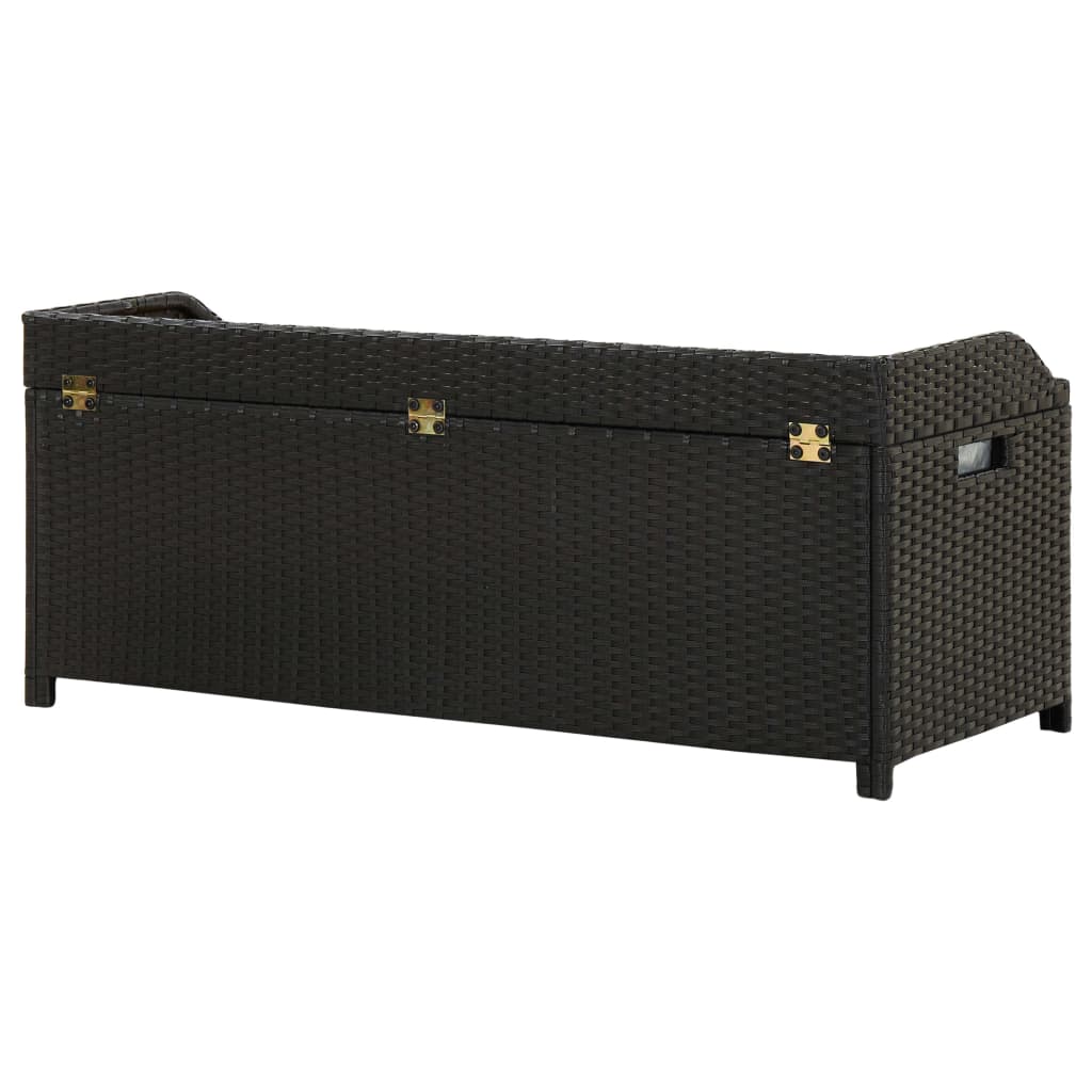 Banc de rangement 100x50x52 cm polyrotin et bois d'acacia