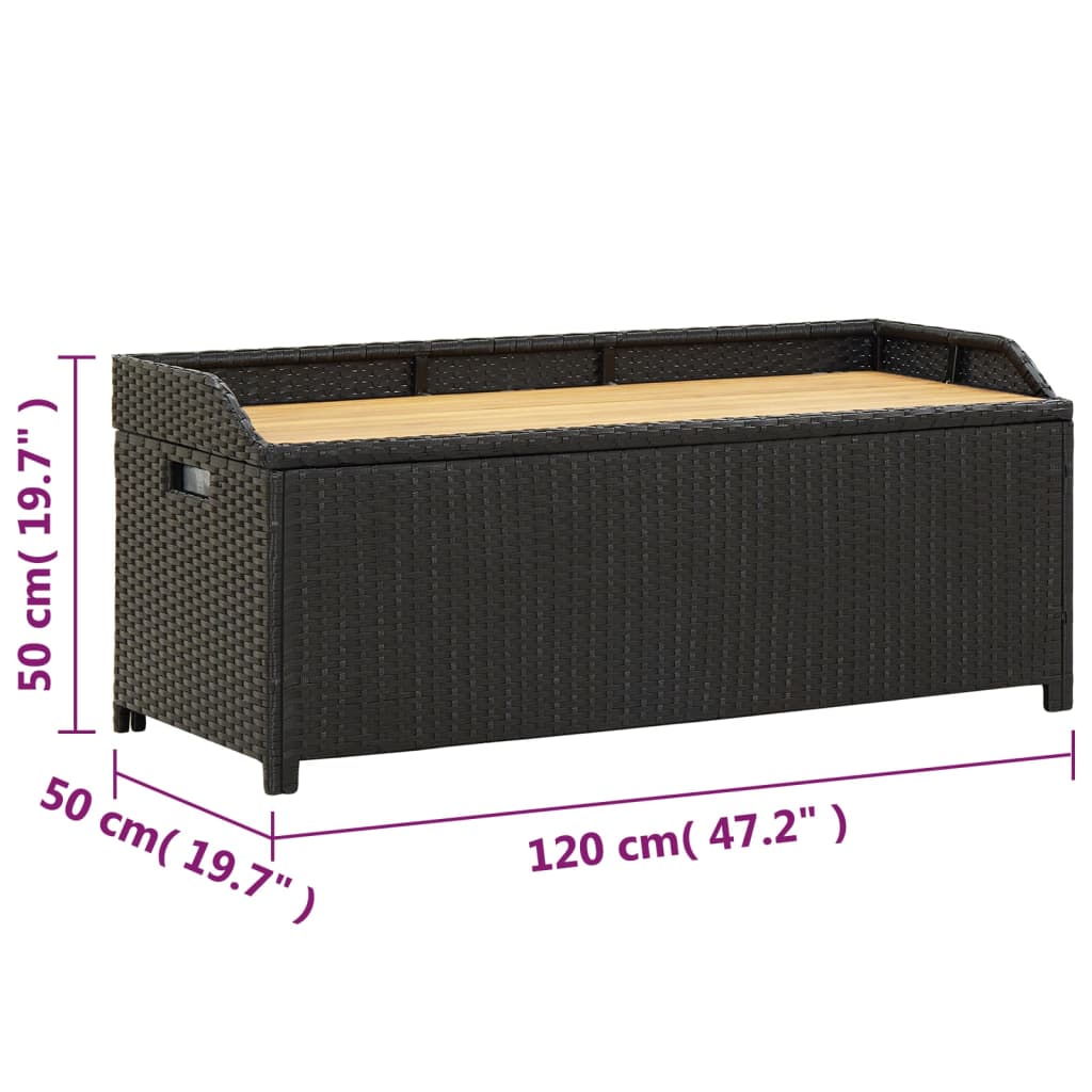 Banc de rangement de jardin 120 cm poly rotin