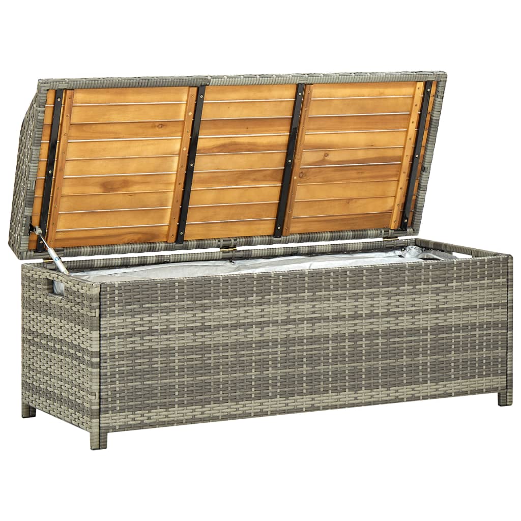 Banc de rangement 100x50x52 cm polyrotin et bois d'acacia