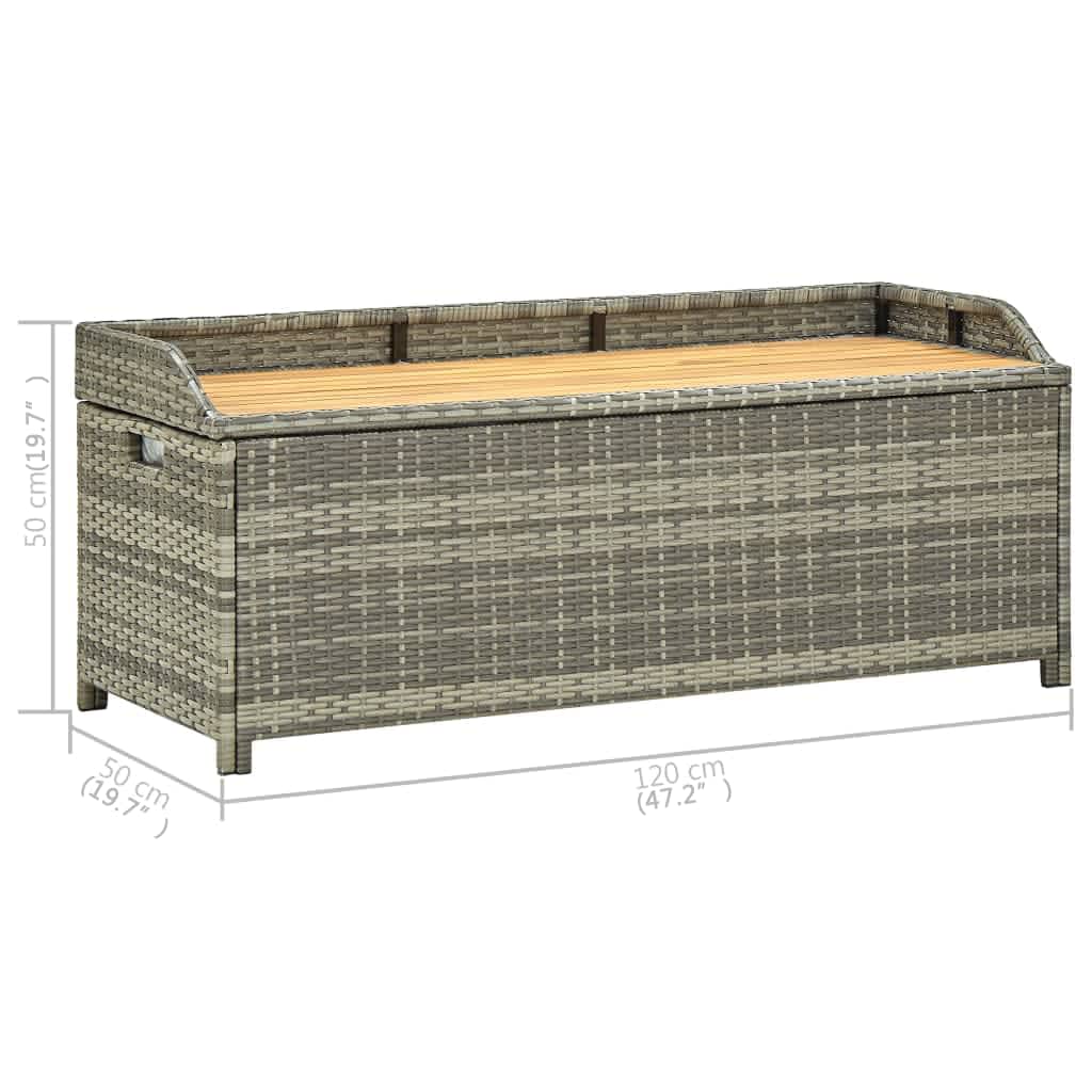 Banc de rangement 100x50x52 cm polyrotin et bois d'acacia