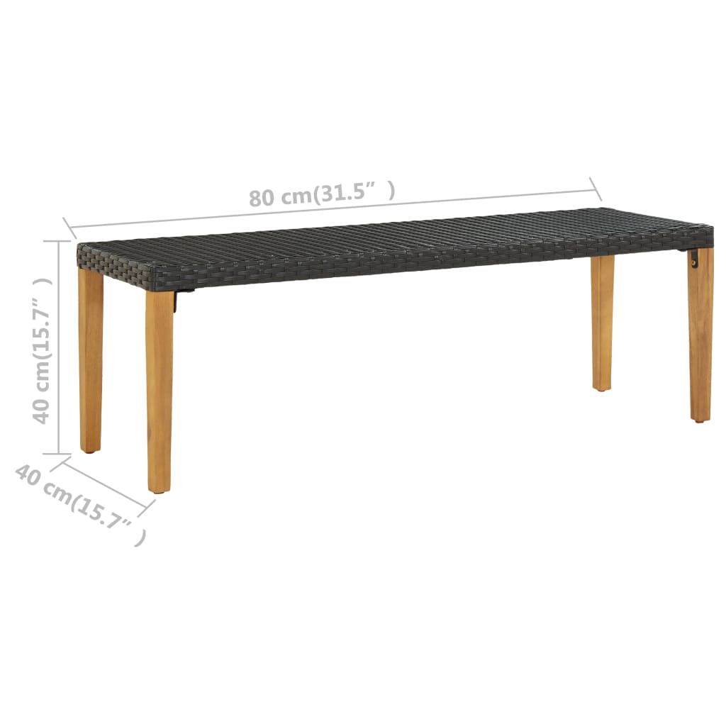 Banc de jardin 80 cm poly rotin