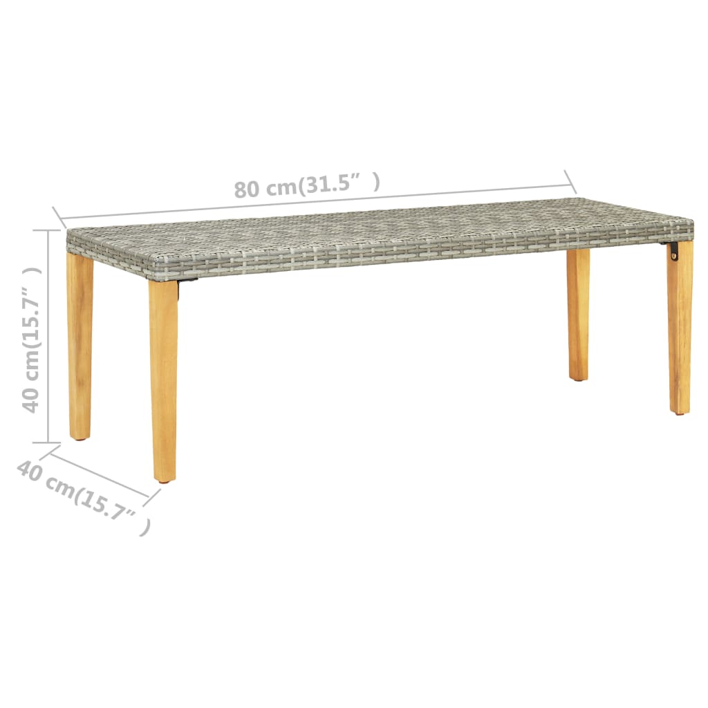 Banc de jardin 80 cm poly rotin