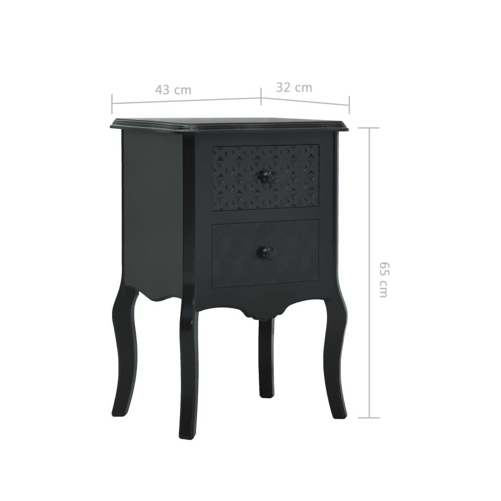 Table de chevet 43x32x65 cm MDF noir