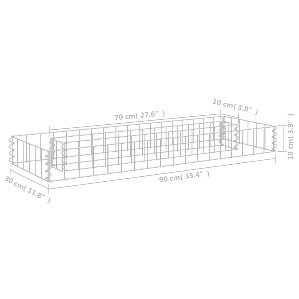 Gabion plantenbak verhoogd 90x30x90 cm gegalvaniseerd staal