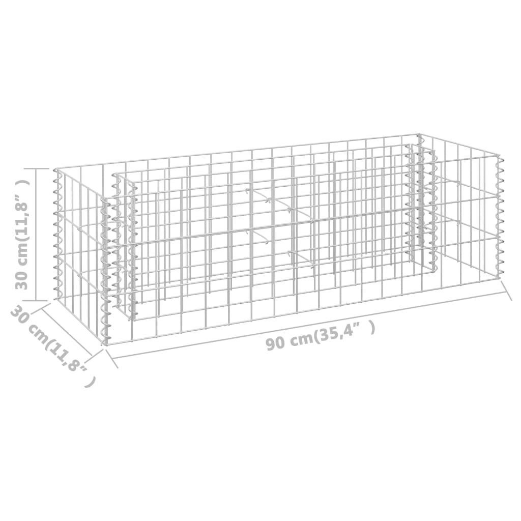 Gabion plantenbak verhoogd 90x30x90 cm gegalvaniseerd staal