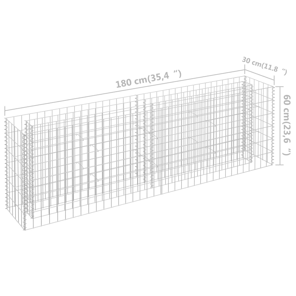 Gabion plantenbak verhoogd 90x30x90 cm gegalvaniseerd staal