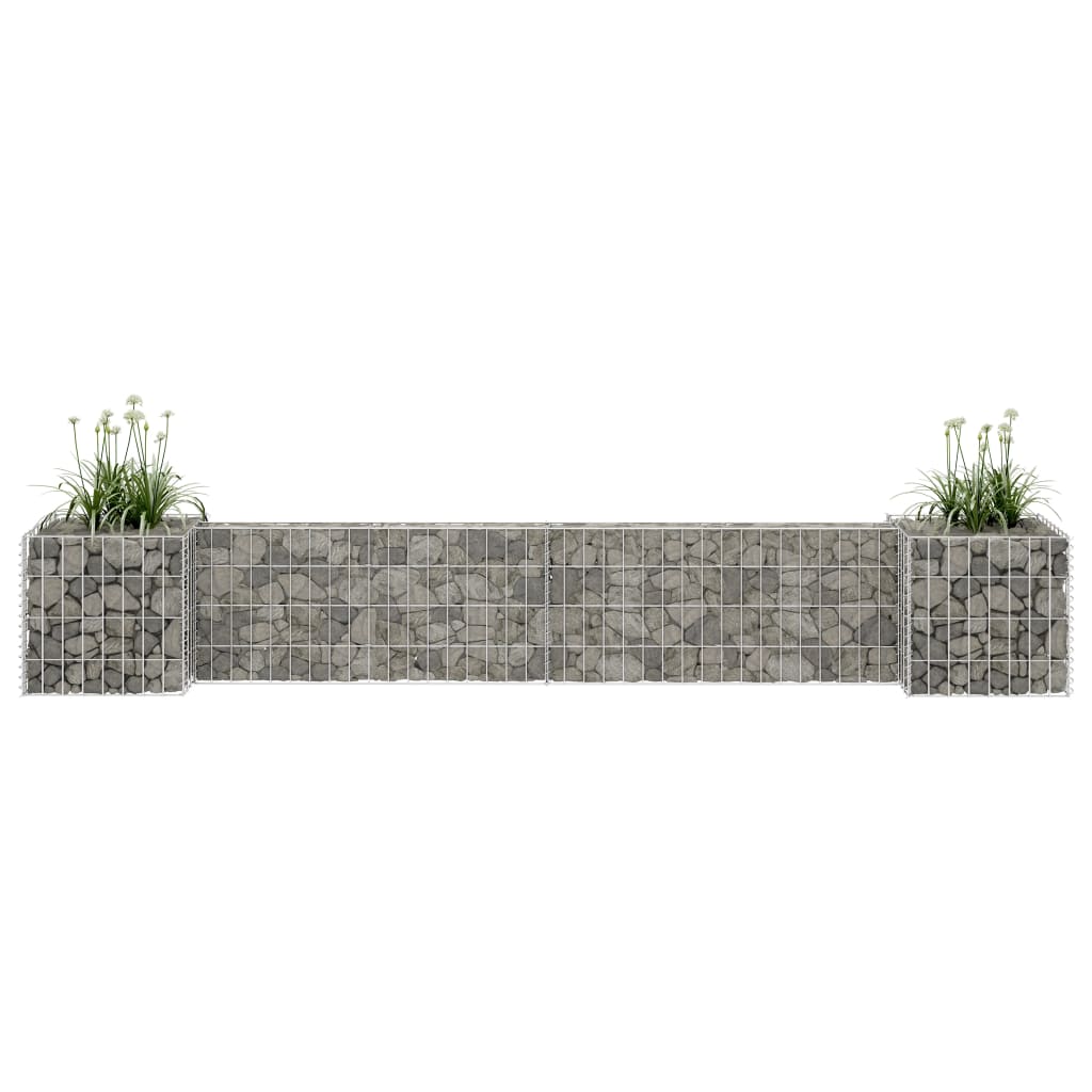 Gabion plantenbak H-vormig 260x40x60 cm staaldraad