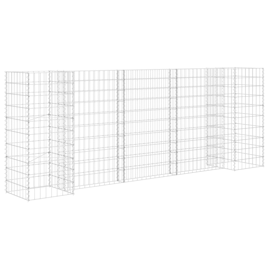 Gabion plantenbak H-vormig 260x40x60 cm staaldraad