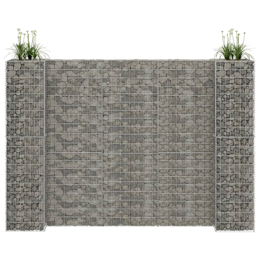 Gabion plantenbak H-vormig 260x40x60 cm staaldraad