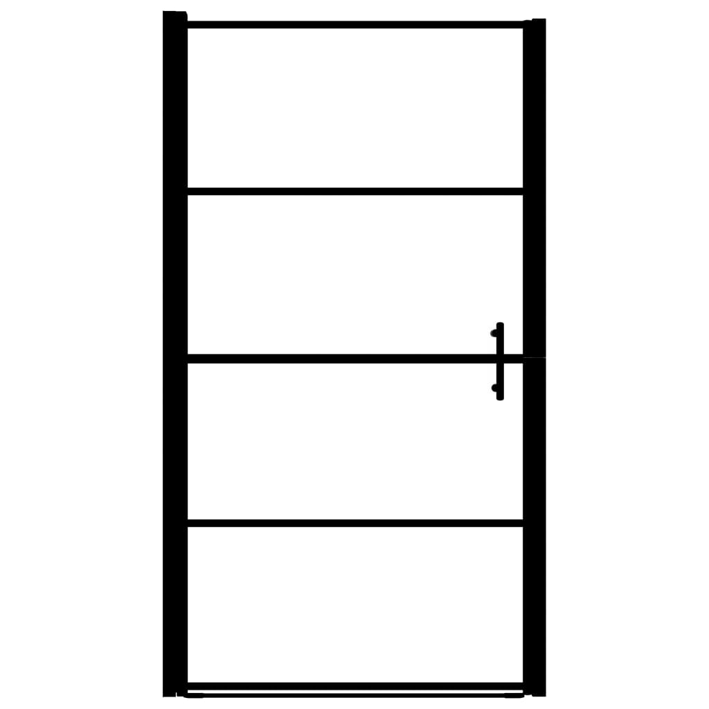 Douchedeur halfmat 91x195 cm gehard glas zwart