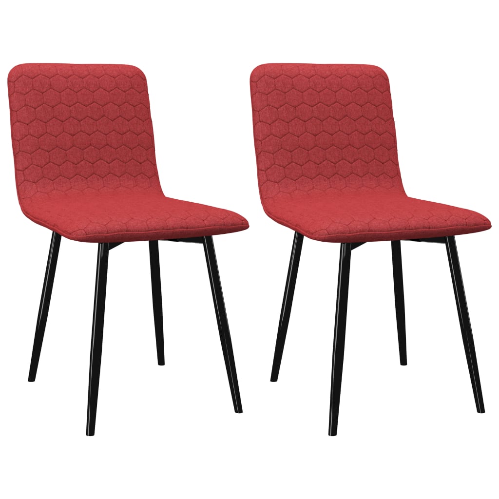 Chaises de salle à manger 2 pcs tissu rouge vin