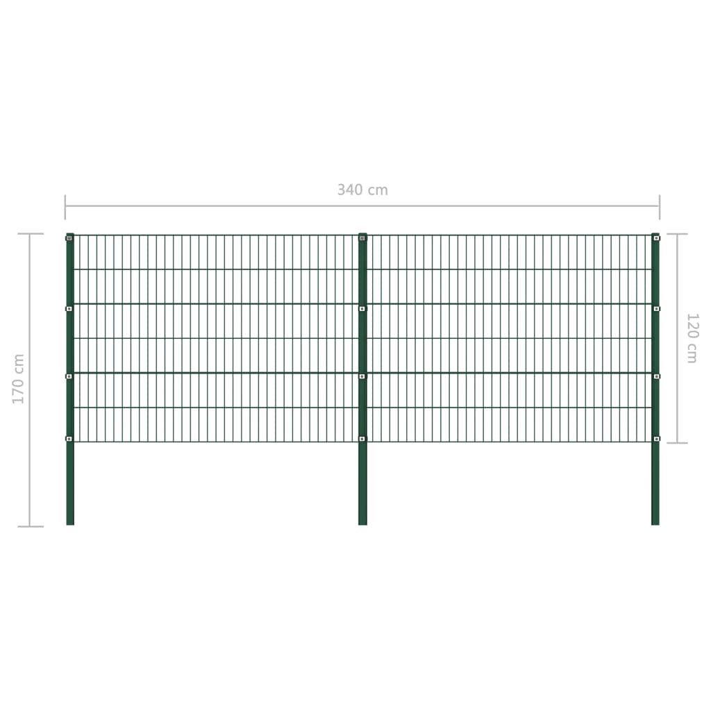 Schuttingpaneel met palen 1,7x0,8 m ijzer groen