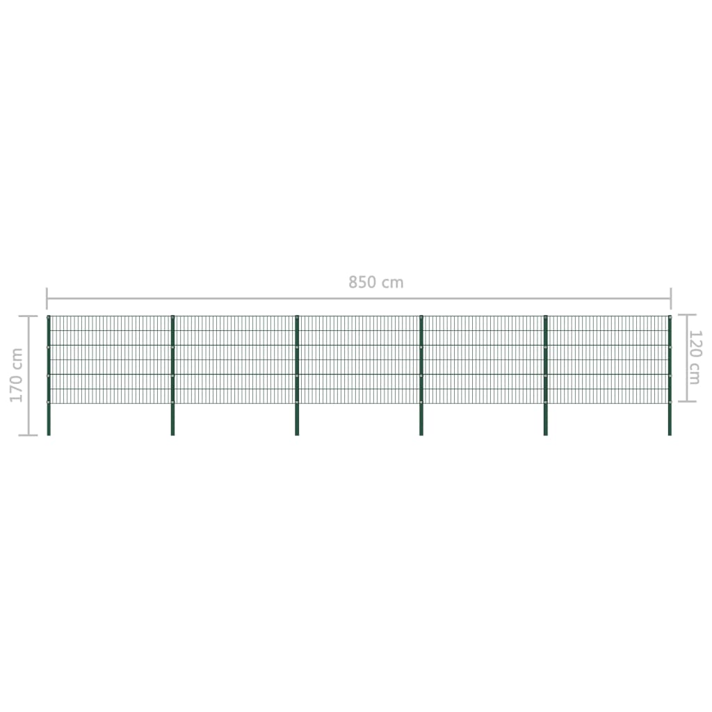 Schuttingpaneel met palen 1,7x0,8 m ijzer groen