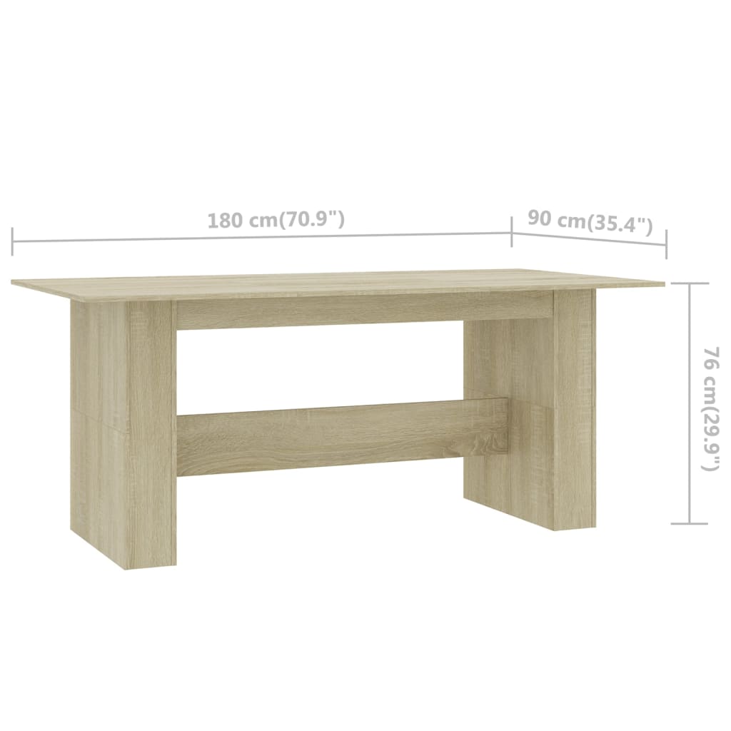 Eettafel 180x90x76 cm bewerkt hout