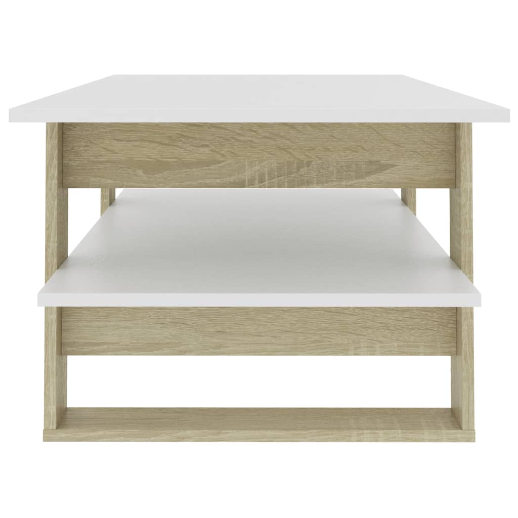 Table basse 110x55x42 cm finition bois blanc brillant