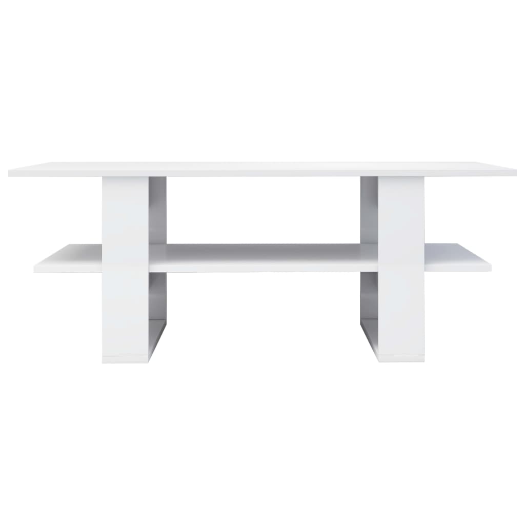 Table basse 110x55x42 cm finition bois blanc brillant