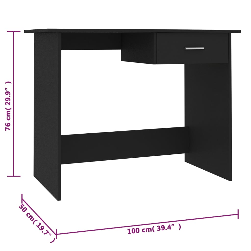 Bureau 100x50x76 cm bewerkt hout eikenkleurig