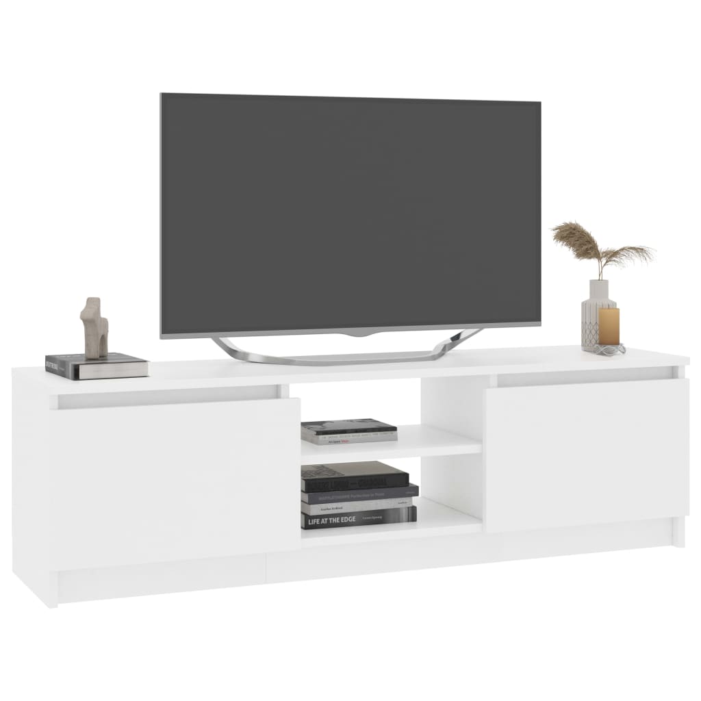 Meuble TV 120x30x35,5 cm finition bois blanc