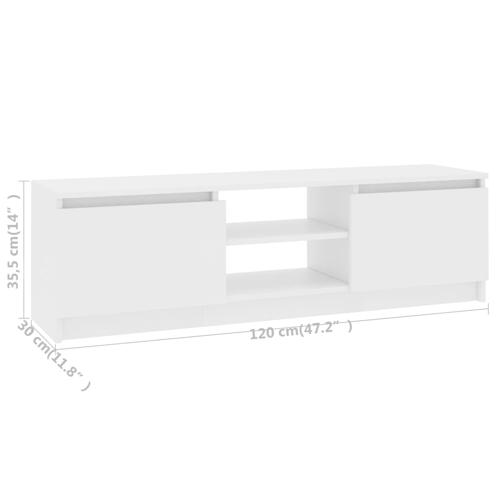 Meuble TV 120x30x35,5 cm finition bois blanc