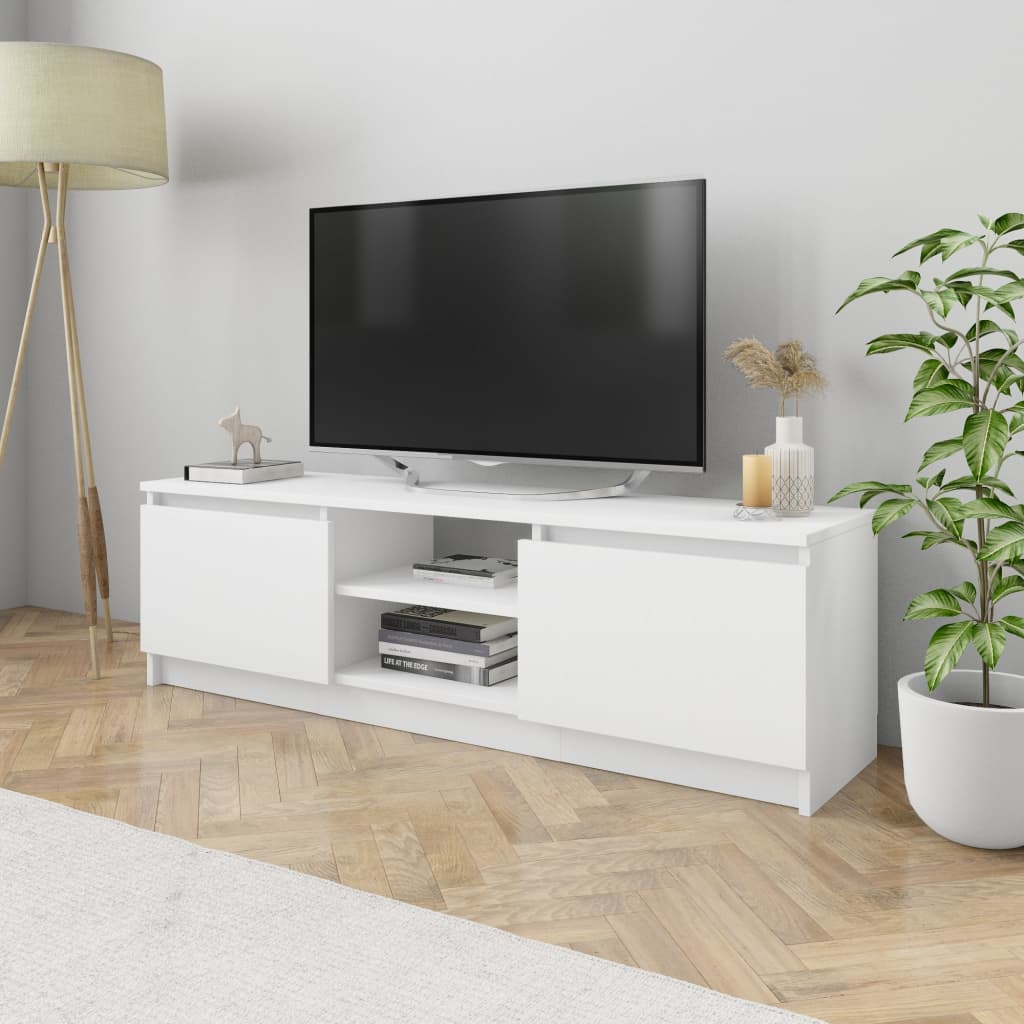 Meuble TV 120x30x35,5 cm finition bois blanc