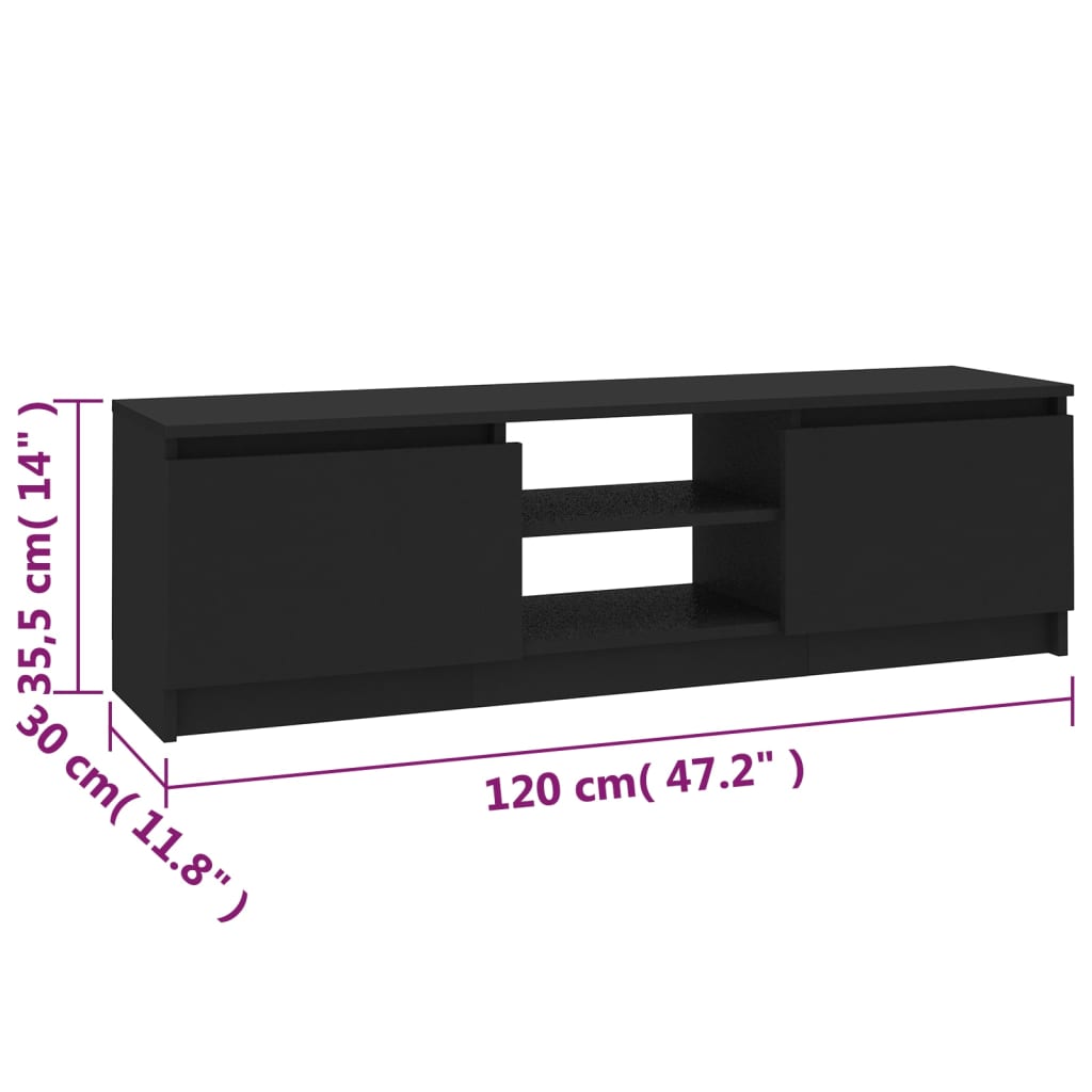 Meuble TV 120x30x35,5 cm en bois travaillé