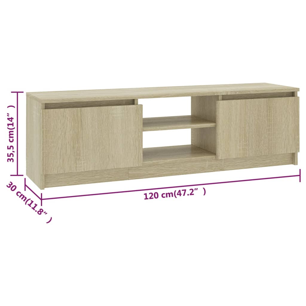 Meuble TV 120x30x35,5 cm en bois travaillé