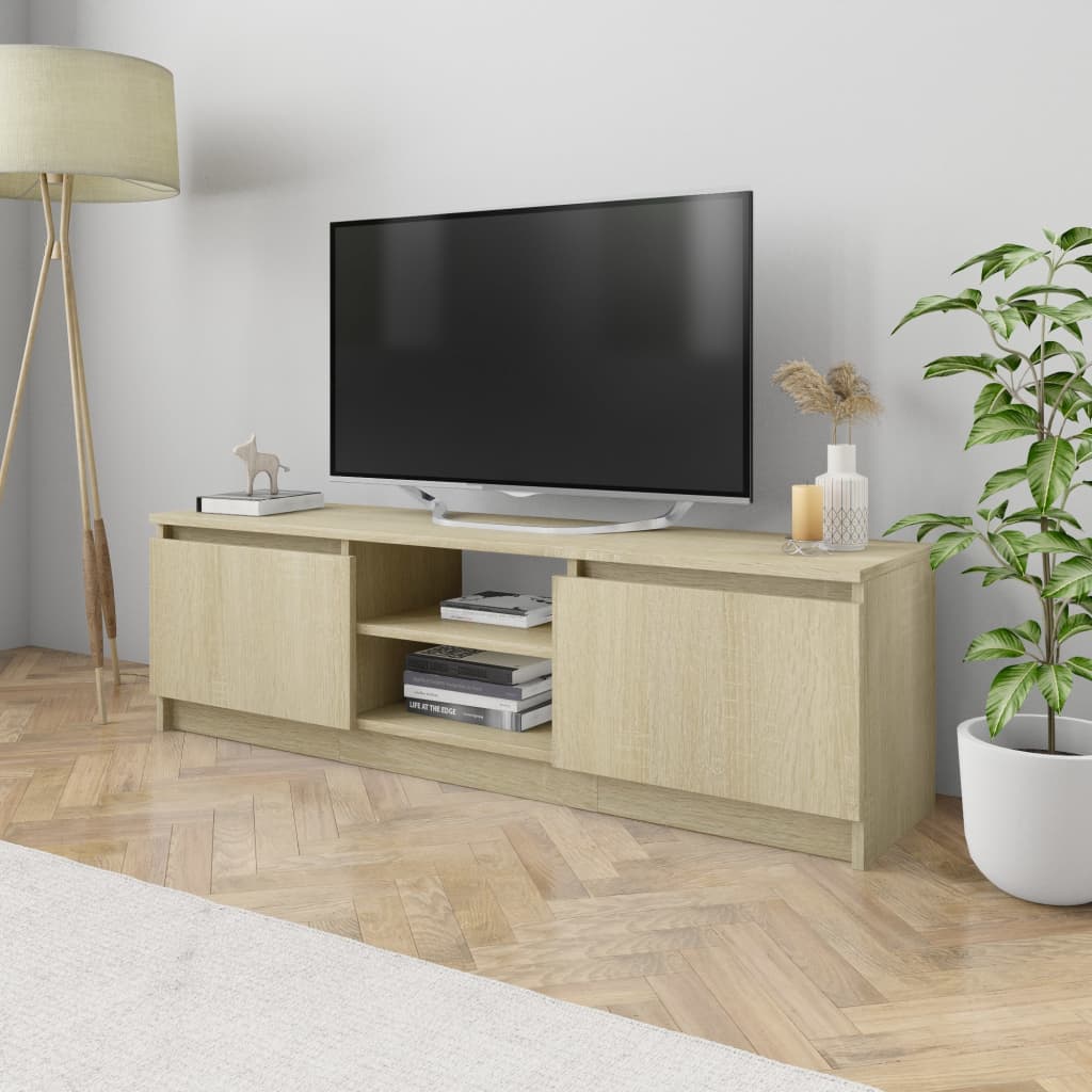 Meuble TV 120x30x35,5 cm en bois travaillé