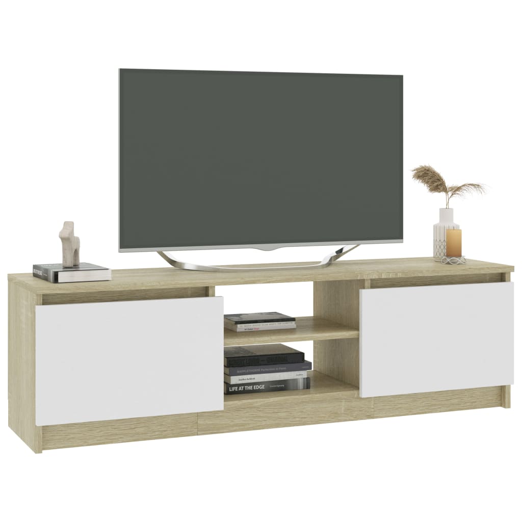 Meuble TV 120x30x35,5 cm en bois travaillé