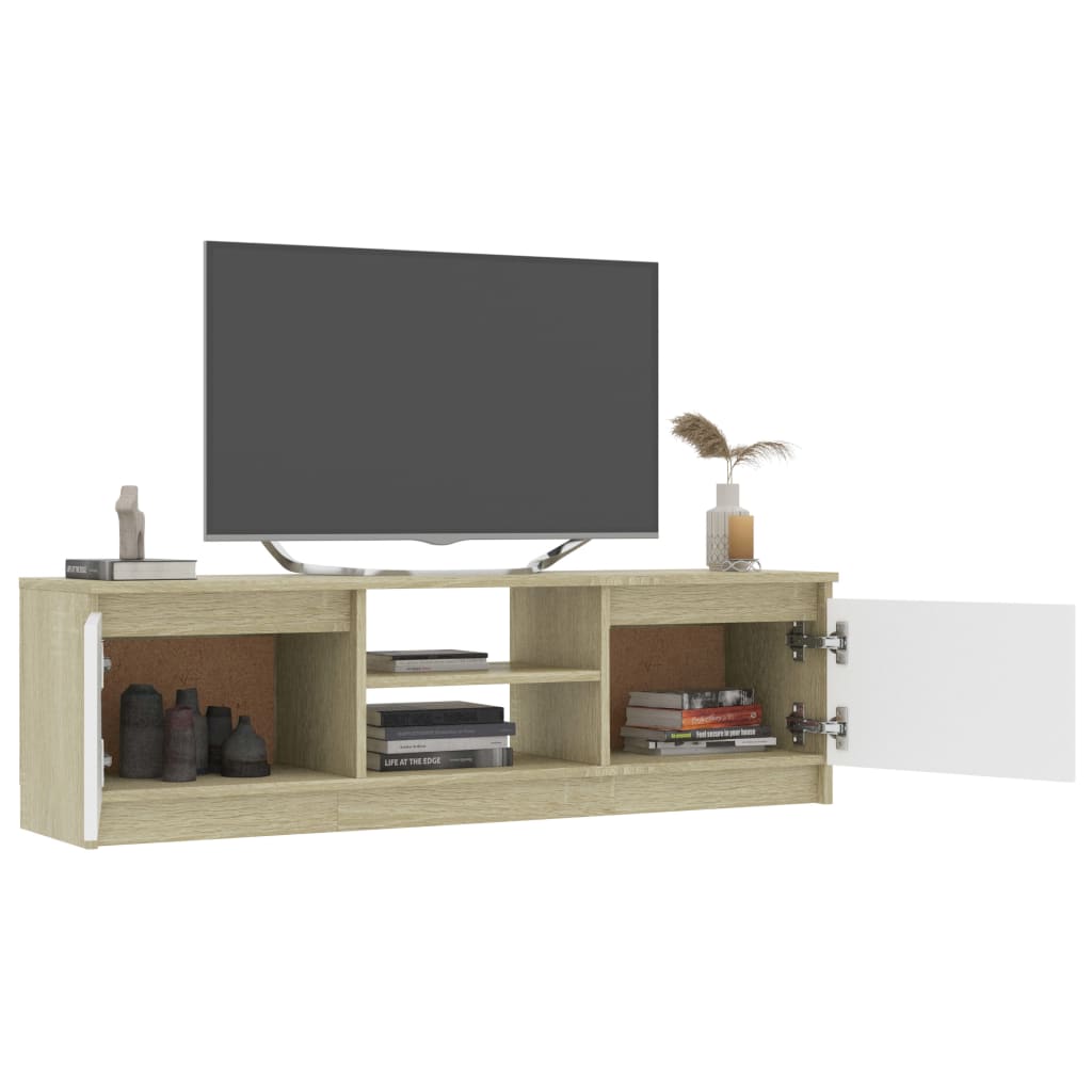 Meuble TV 120x30x35,5 cm en bois travaillé