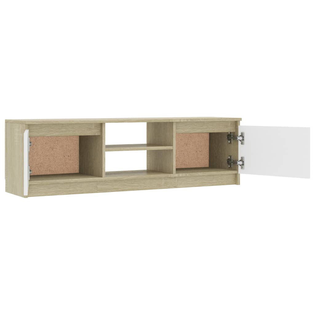 Meuble TV 120x30x35,5 cm en bois travaillé