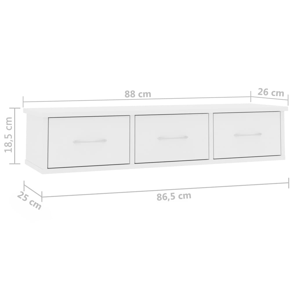 Wandschap met lades 88x26x18,5 cm bewerkt hout