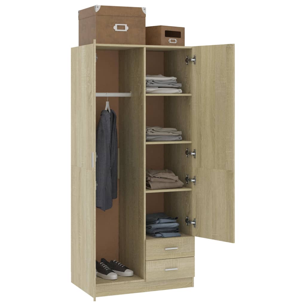 Gangkast 55x25x189 cm bewerkt hout oud houtkleurig