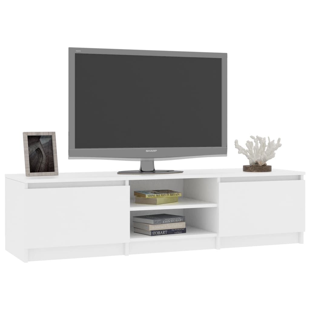 Meuble TV 140x40x35,5 cm ouvré en bois couleur chêne