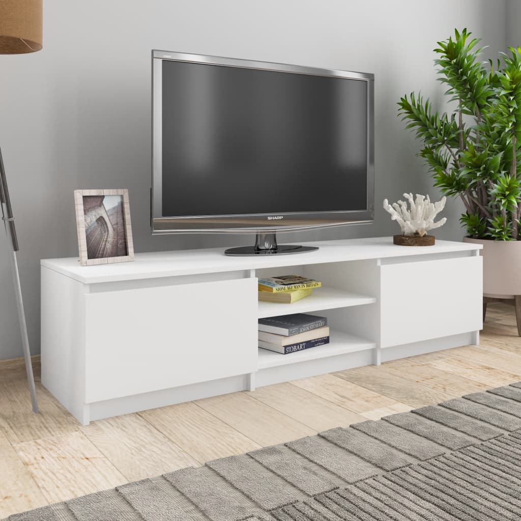 Meuble TV 140x40x35,5 cm ouvré en bois couleur chêne