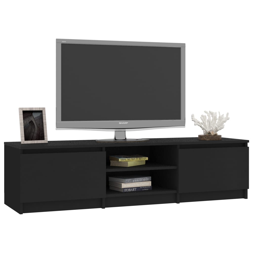 Meuble TV 140x40x35,5 cm ouvré en bois couleur chêne