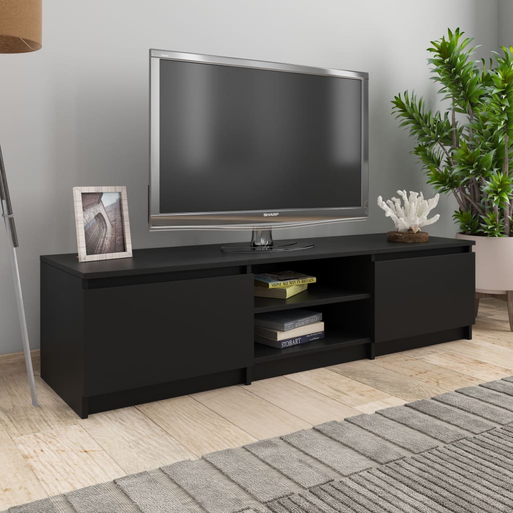 Meuble TV 140x40x35,5 cm ouvré en bois couleur chêne