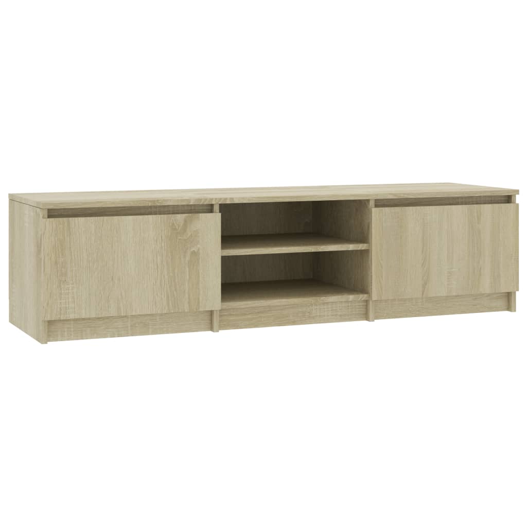 Meuble TV 140x40x35,5 cm ouvré en bois couleur chêne