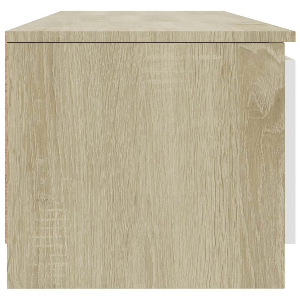 Meuble TV 140x40x35,5 cm ouvré en bois couleur chêne