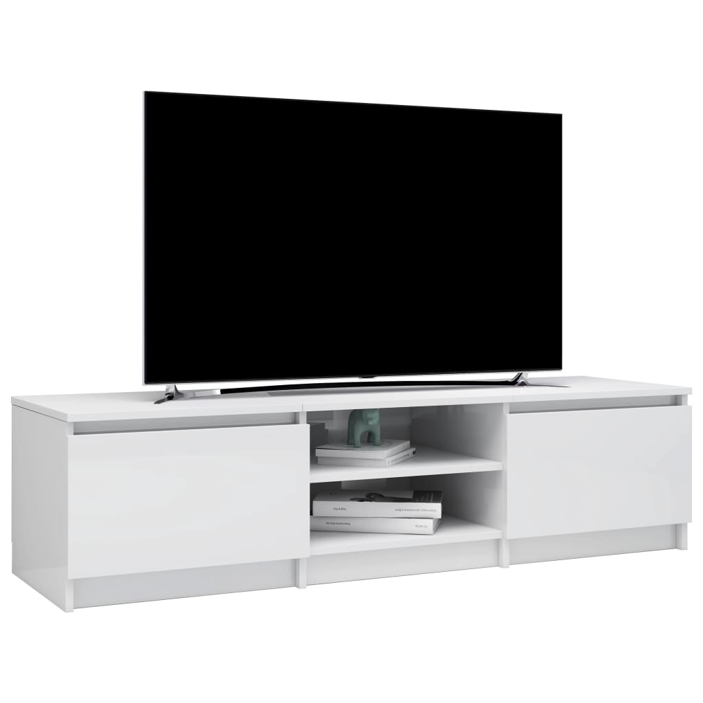 Meuble TV 140x40x35,5 cm ouvré en bois couleur chêne