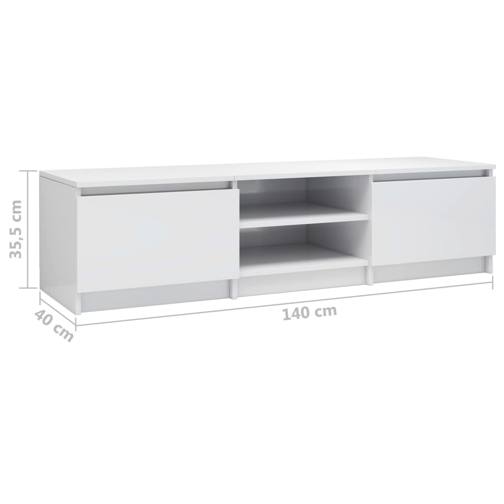 Meuble TV 140x40x35,5 cm ouvré en bois couleur chêne