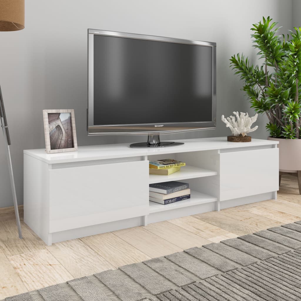 Meuble TV 140x40x35,5 cm ouvré en bois couleur chêne