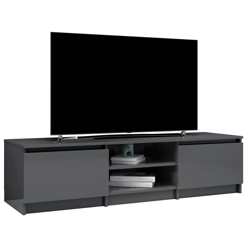 Meuble TV 140x40x35,5 cm ouvré en bois couleur chêne