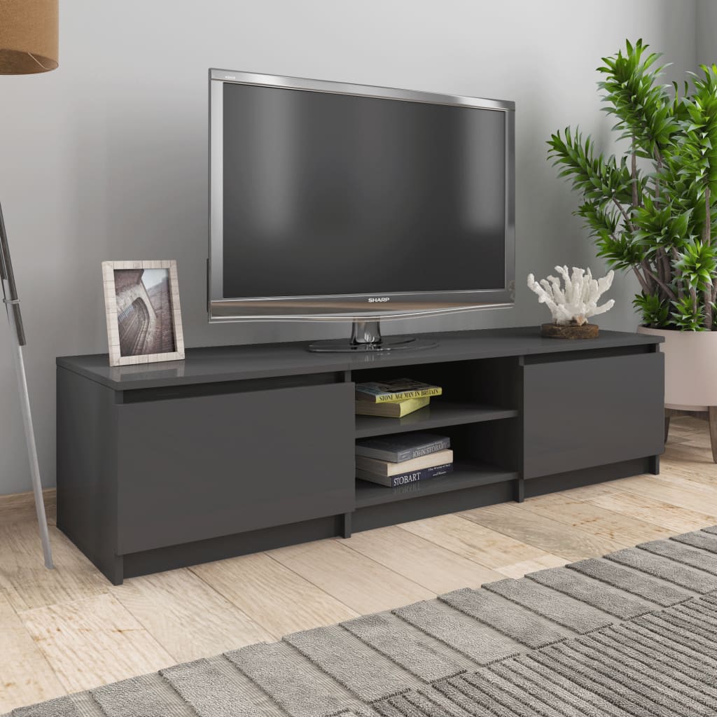 Meuble TV 140x40x35,5 cm ouvré en bois couleur chêne