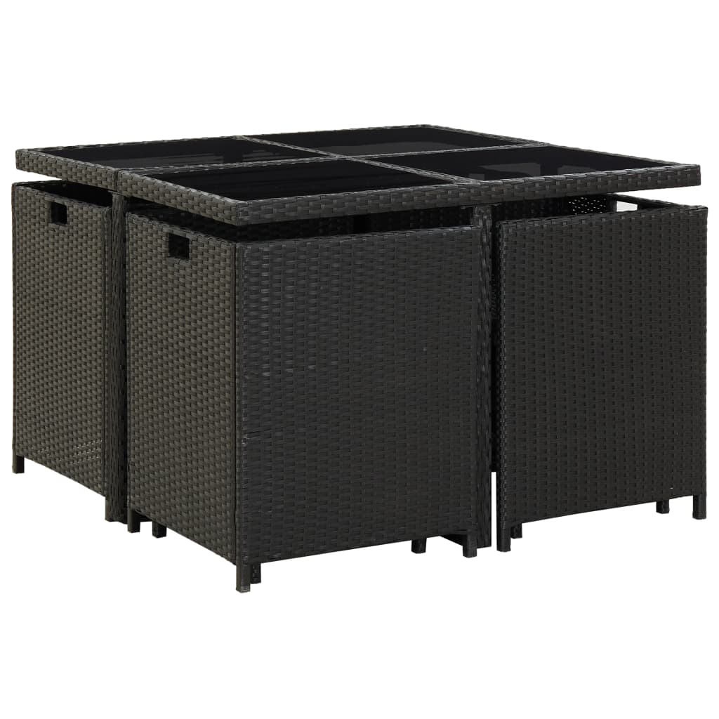 9-delige Tuinset met kussens poly rattan