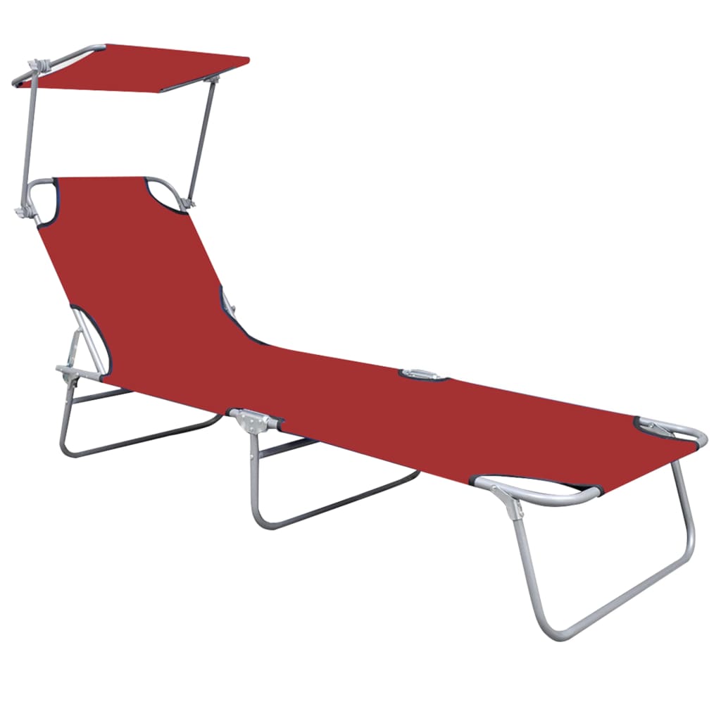 Chaise longue pliable avec auvent en aluminium