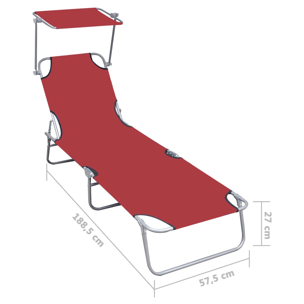 Ligbed inklapbaar met luifel aluminium