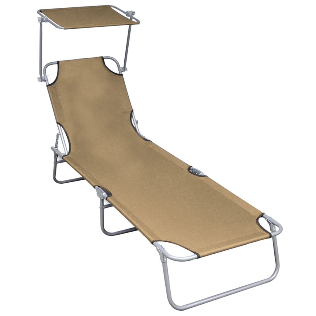 Chaise longue pliable avec auvent en aluminium